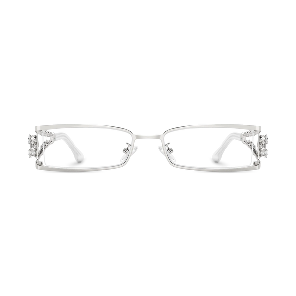 Eydology Jasmine Silver Rectangle Eyeglasses 1