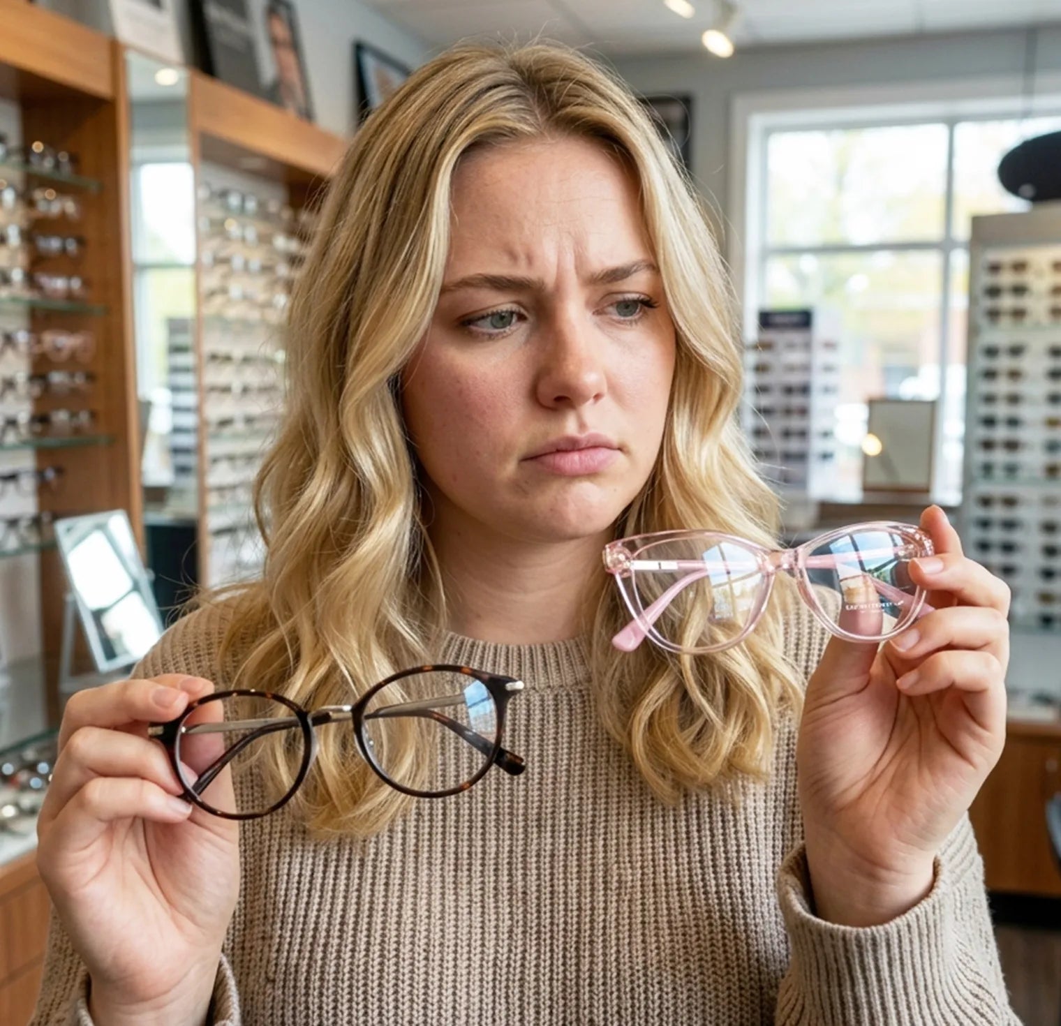Comparing two eyeglass frames
