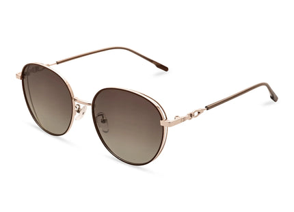 IK004 Brown Gold Round Gradient Glasses