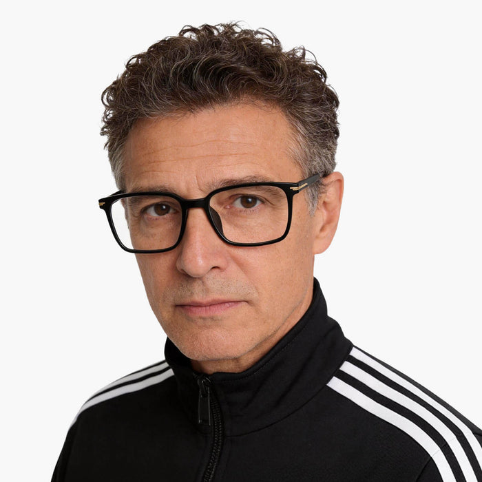 The Eydology Nico series features black square frames that enhance a man's modern, confident style.