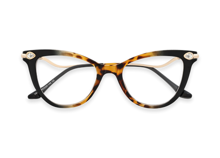 Brenda Black and Tortoise Fade Women's Cat Eye Glasses with rhinestone 1