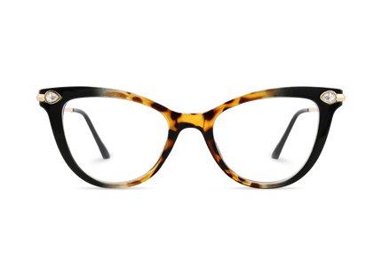 Brenda Black and Tortoise Fade Women's Cat Eye Glasses with rhinestone 2