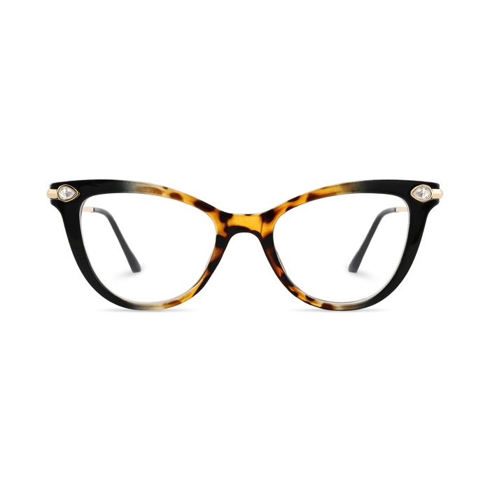 Brenda Black and Tortoise Fade Women's Cat Eye Glasses with rhinestone 2