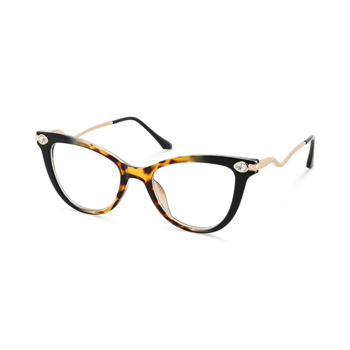 Brenda Black and Tortoise Fade Women's Cat Eye Glasses with rhinestone 3