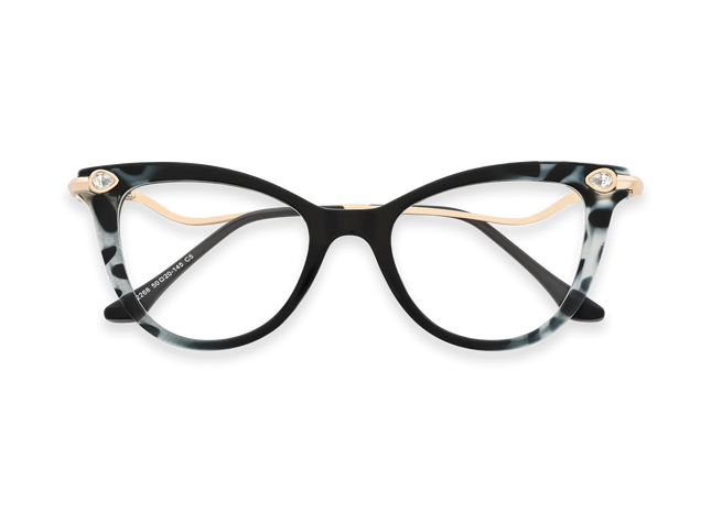 Brenda Black to Smoky Gray Pattern Gradient Women's Cat Eye Glasses 1