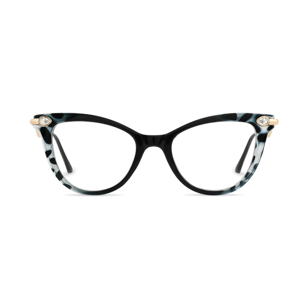 Brenda Black to Smoky Gray Pattern Gradient Women's Cat Eye Glasses 2