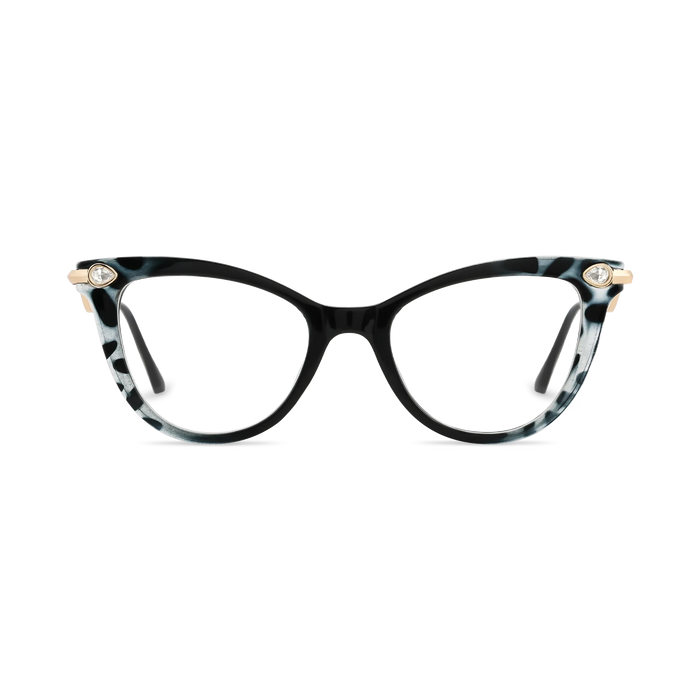 Brenda Black to Smoky Gray Pattern Gradient Women's Cat Eye Glasses 2