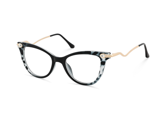 Brenda Black to Smoky Gray Pattern Gradient Women's Cat Eye Glasses 3
