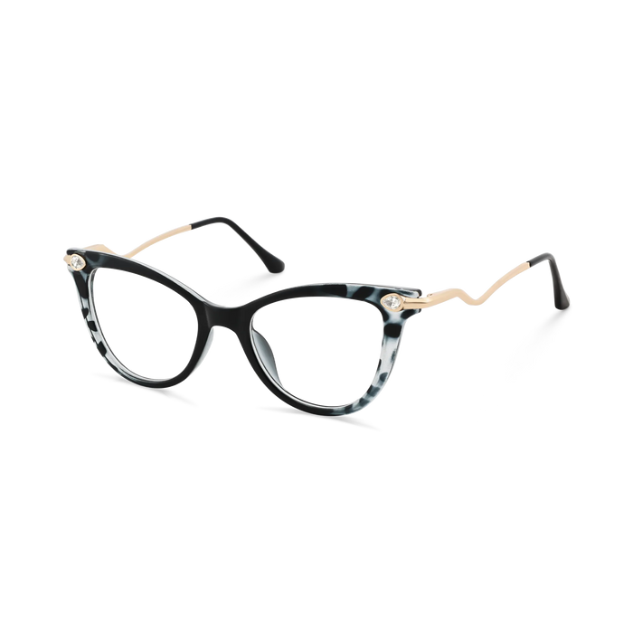 Brenda Black to Smoky Gray Pattern Gradient Women's Cat Eye Glasses 3