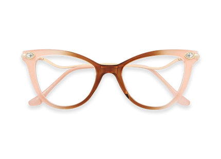 Brenda Nude Peach and Amber Brown Gradient Women's Cat Eye Glasses 1