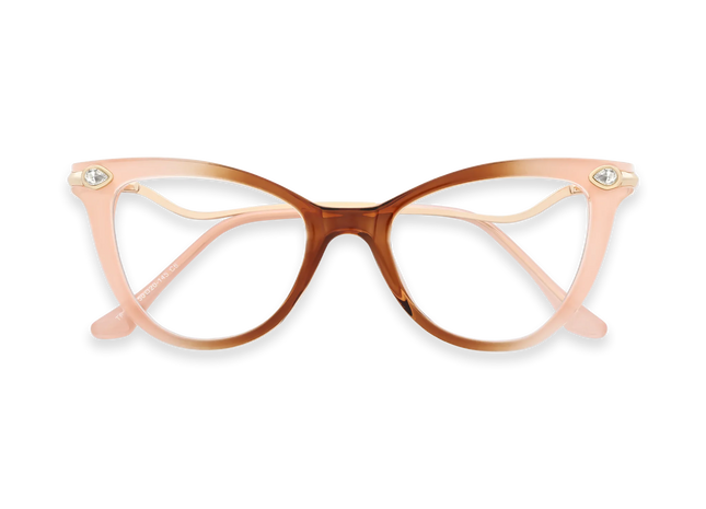 Brenda Nude Peach and Amber Brown Gradient Women's Cat Eye Glasses 1