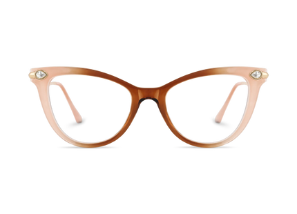 Brenda Nude Peach and Amber Brown Gradient Women's Cat Eye Glasses 2