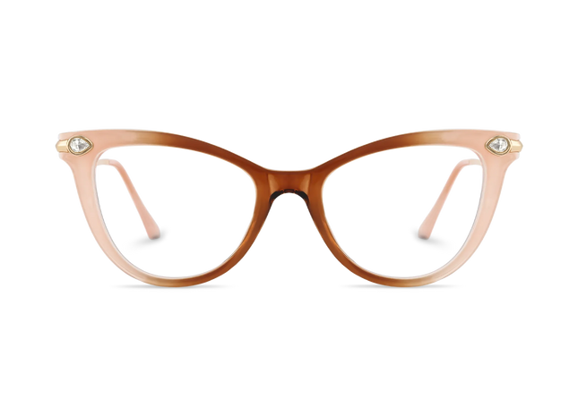 Brenda Nude Peach and Amber Brown Gradient Women's Cat Eye Glasses 2
