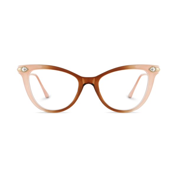 Brenda Nude Peach and Amber Brown Gradient Women's Cat Eye Glasses 2