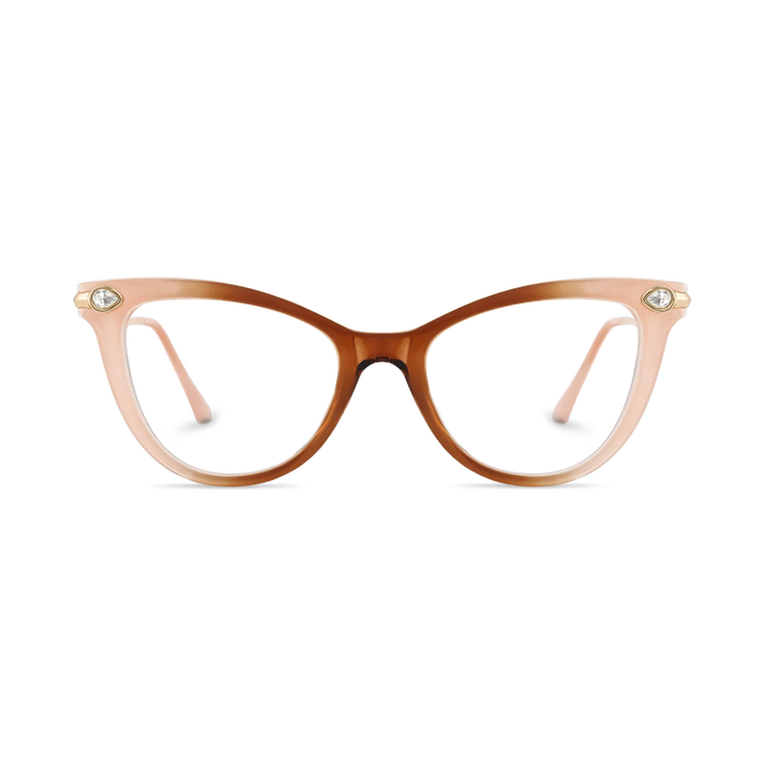 Brenda Nude Peach and Amber Brown Gradient Women's Cat Eye Glasses 2