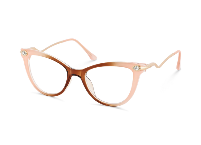 Brenda Nude Peach and Amber Brown Gradient Women's Cat Eye Glasses 3
