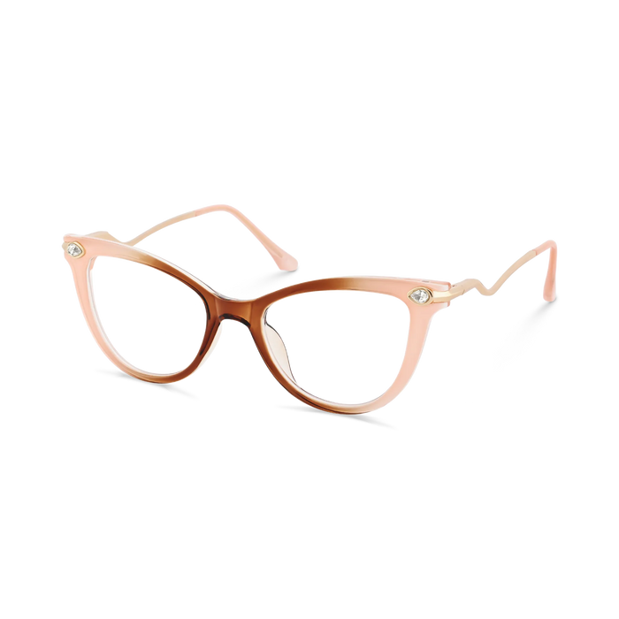 Brenda Nude Peach and Amber Brown Gradient Women's Cat Eye Glasses 3