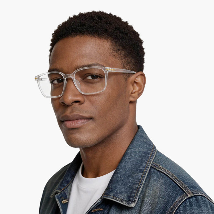 Eydology Nico series: clear square frames designed to elevate a man's everyday look.