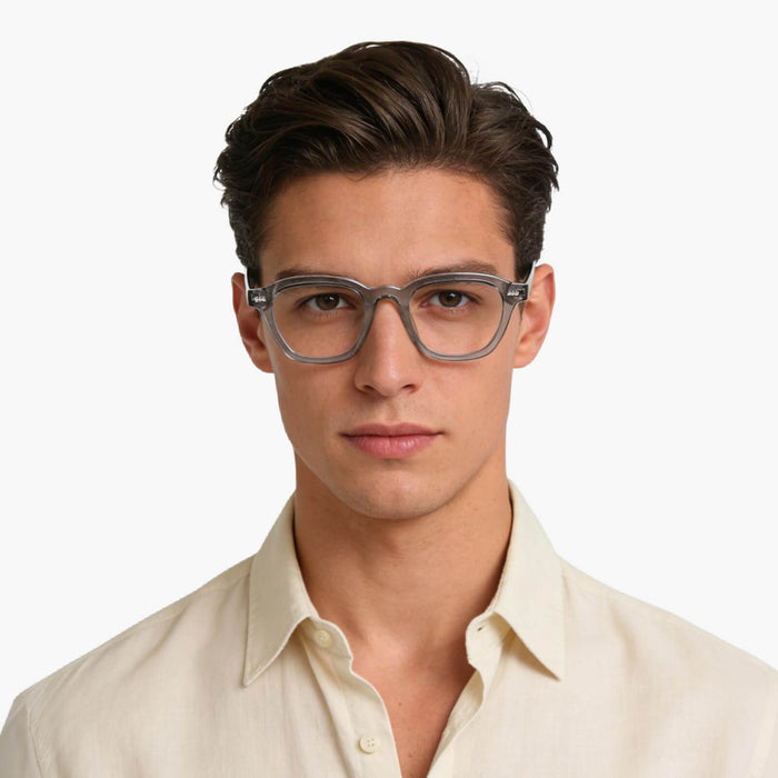 The Eydology Collin crystal grey square frames blend natural tones and modern style, perfect for both him and her.