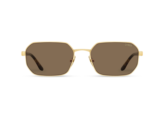 DIMA Eyewear Crux Gold Amber Tortoise Frame Brown Lens 1