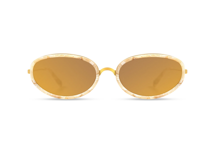 DIMA Eyewear Solis Gold Cream Marble Frame Brown Mirror Lens 1