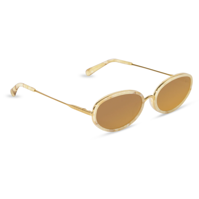 DIMA Eyewear Solis Gold Cream Marble Frame Brown Mirror Lens 3