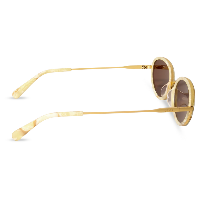 DIMA Eyewear Solis Gold Cream Marble Frame Brown Mirror Lens 4
