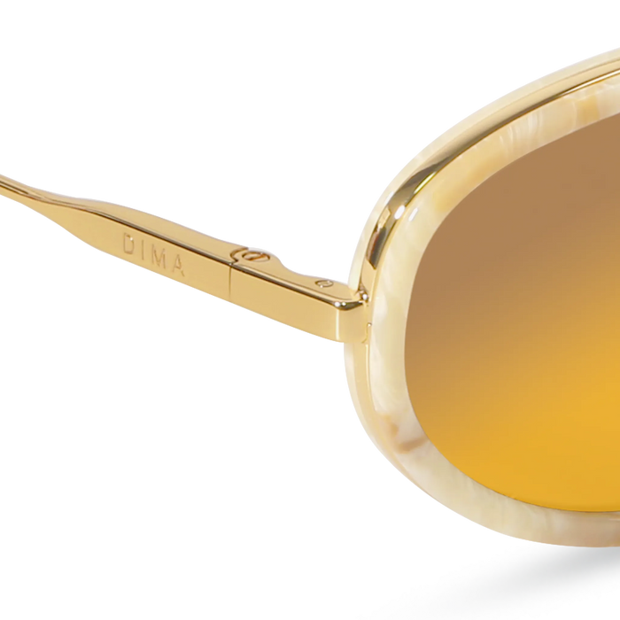 DIMA Eyewear Solis Gold Cream Marble Frame Brown Mirror Lens 5