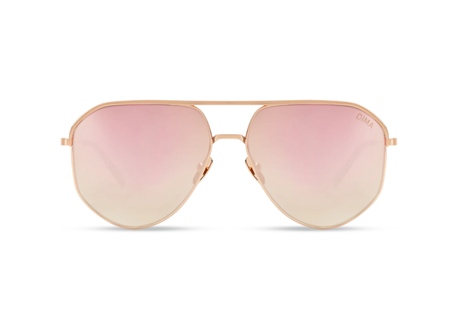 DIMA Glass Nova Rose Gold Pink Tortoise Frame Taupe Mirror Lens 1