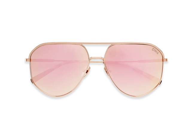 DIMA Glass Nova Rose Gold Pink Tortoise Frame Taupe Mirror Lens 2
