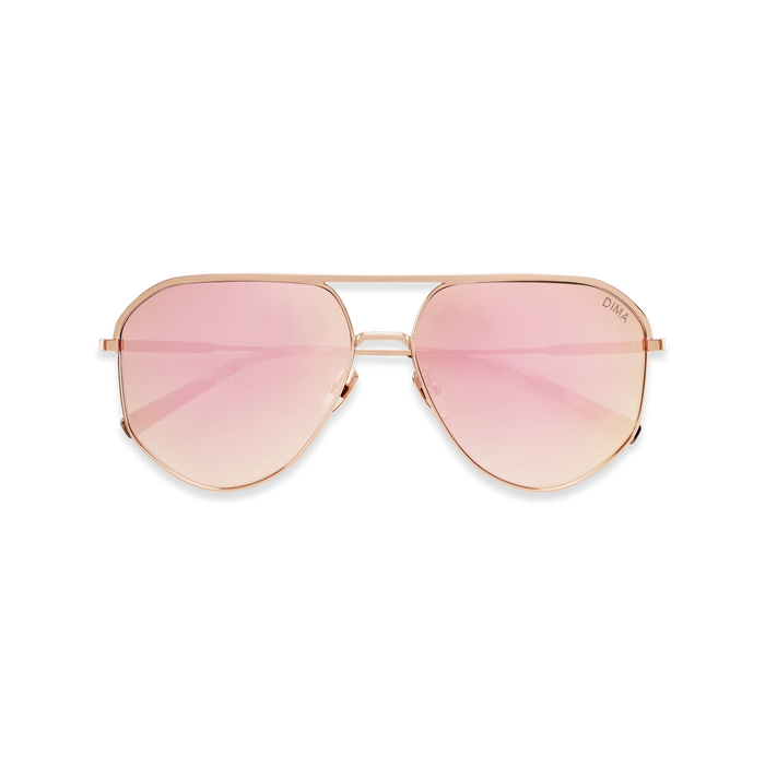 DIMA Glass Nova Rose Gold Pink Tortoise Frame Taupe Mirror Lens 2