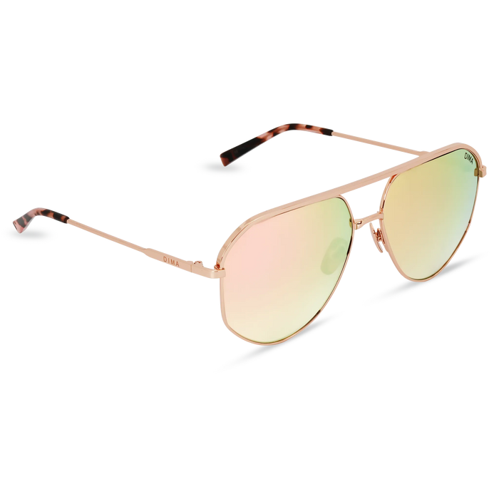 DIMA Glass Nova Rose Gold Pink Tortoise Frame Taupe Mirror Lens 3