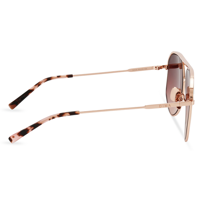 DIMA Glass Nova Rose Gold Pink Tortoise Frame Taupe Mirror Lens 4