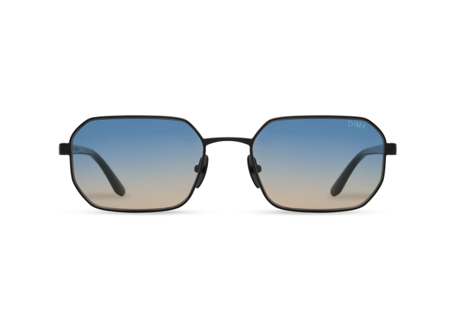 DIMA Sunglasses Crux Black Frame Blue Yellow Faded Lens 1