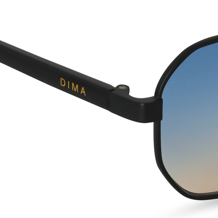 DIMA Sunglasses Crux Black Frame Blue Yellow Faded Lens 5