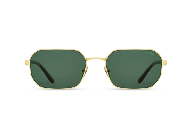 DIMA Sunglasses Crux Gold Dark Tortoise Frame Green Lens 1