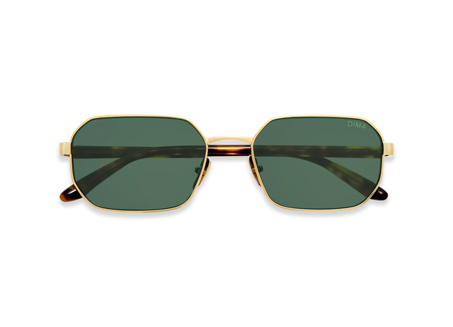 DIMA Sunglasses Crux Gold Dark Tortoise Frame Green Lens 2