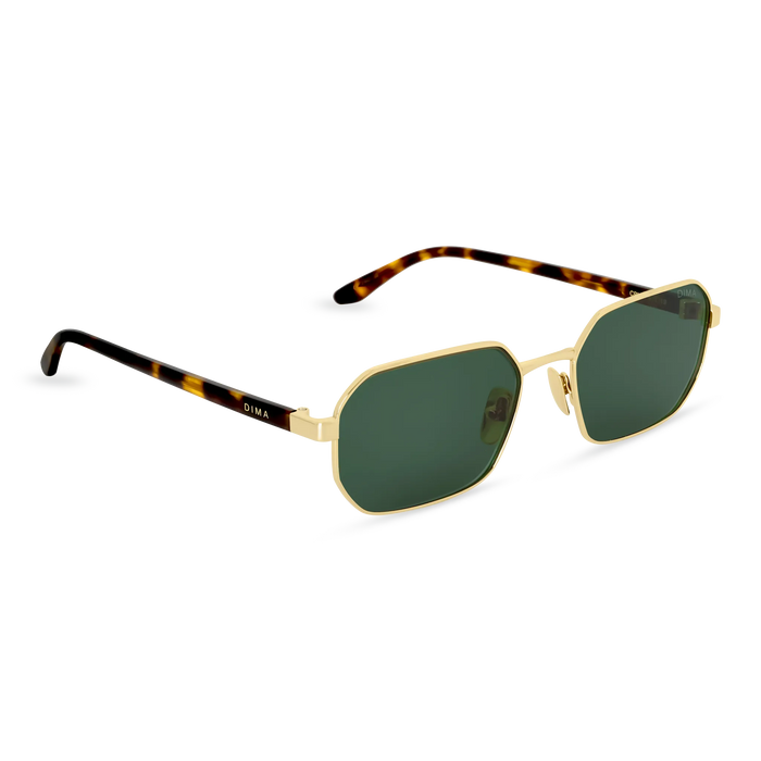 DIMA Sunglasses Crux Gold Dark Tortoise Frame Green Lens 3