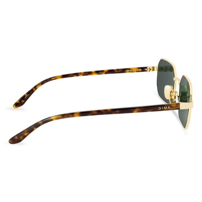 DIMA Sunglasses Crux Gold Dark Tortoise Frame Green Lens 4