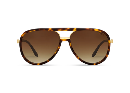 DIMA Sunglasses Orris Gold Amber Tortoise Frame Brown Gradient Lens 1