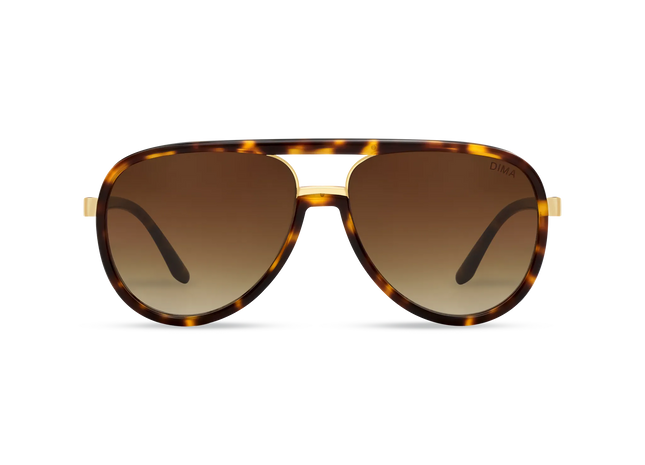 DIMA Sunglasses Orris Gold Amber Tortoise Frame Brown Gradient Lens 1
