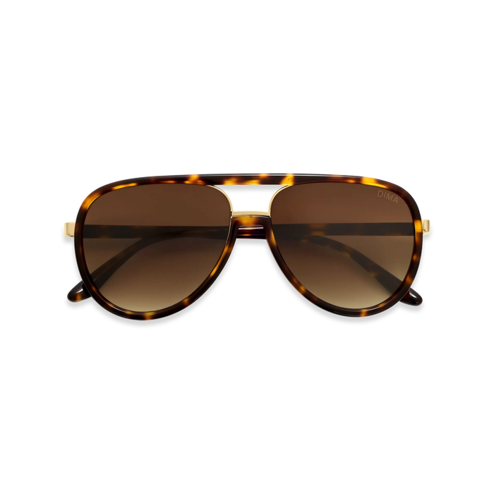 DIMA Sunglasses Orris Gold Amber Tortoise Frame Brown Gradient Lens 2