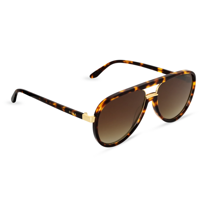 DIMA Sunglasses Orris Gold Amber Tortoise Frame Brown Gradient Lens 3