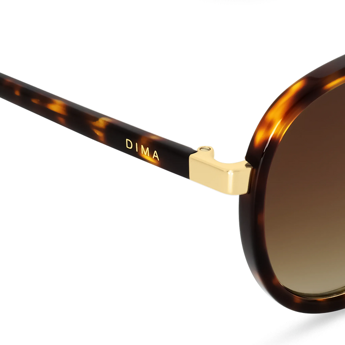 DIMA Sunglasses Orris Gold Amber Tortoise Frame Brown Gradient Lens 5