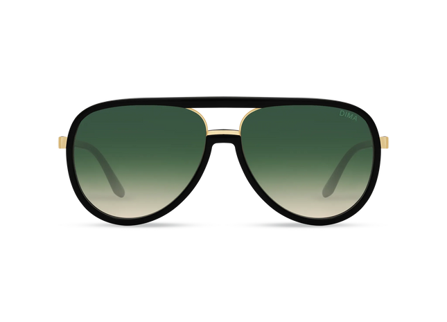 DIMA Sunglasses Orris Gold Black Frame Green Gradient Lens 1