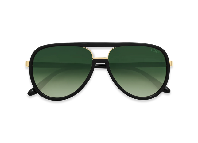 DIMA Sunglasses Orris Gold Black Frame Green Gradient Lens 2