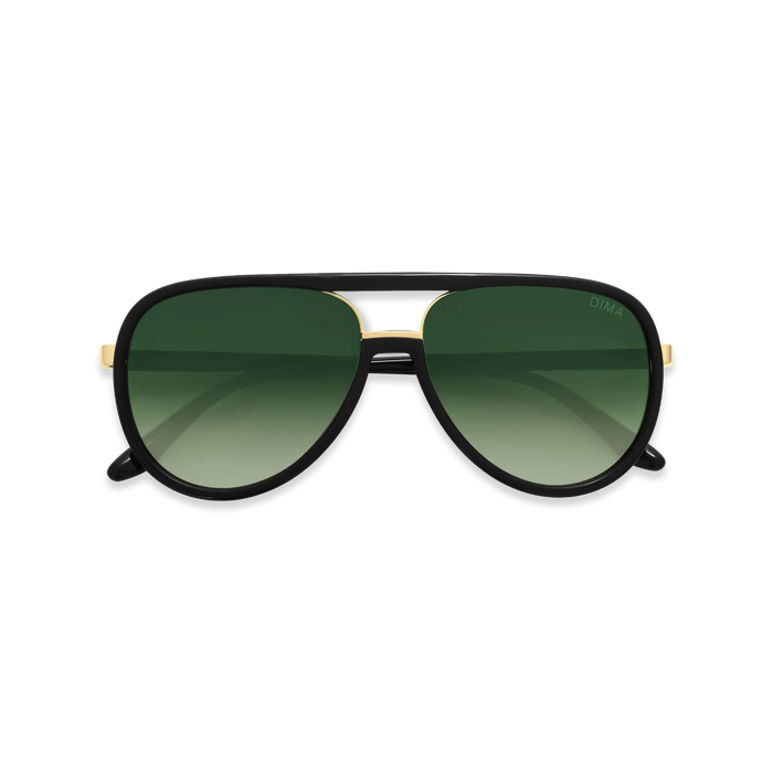 DIMA Sunglasses Orris Gold Black Frame Green Gradient Lens 2