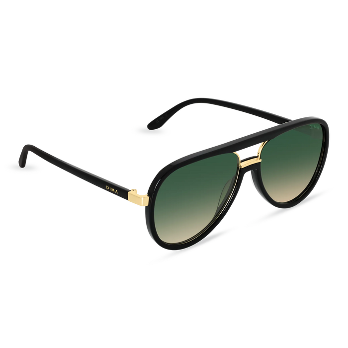 DIMA Sunglasses Orris Gold Black Frame Green Gradient Lens 3