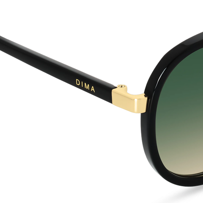DIMA Sunglasses Orris Gold Black Frame Green Gradient Lens 5