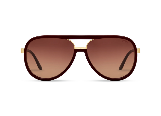 DIMA Sunglasses Orris Gold Maroon Frame Wine Gradient Lens 1